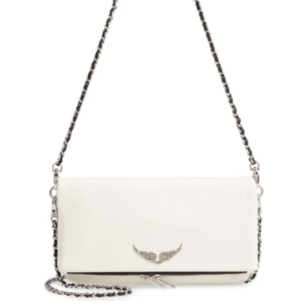Zadig & Voltaire White Leather Chain-Shoulder Clutch
